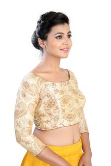 Cream Silk readymade blouse