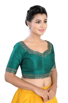 Green Silk readymade blouse