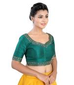 Green Silk readymade blouse