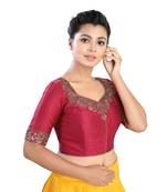 Maroon Silk readymade blouse