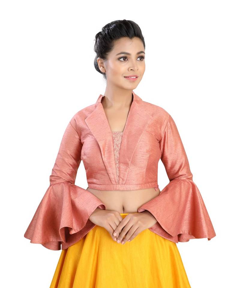 Peach Silk readymade blouse