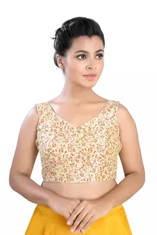 Cream Silk readymade blouse