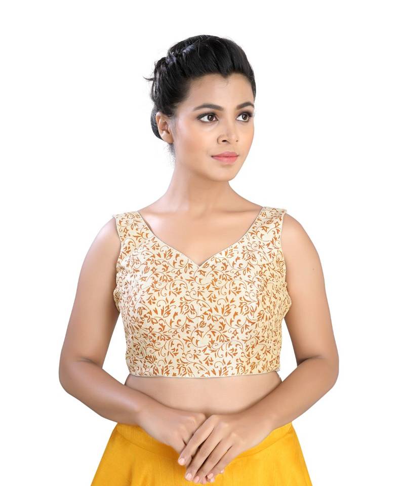 Cream Silk readymade blouse