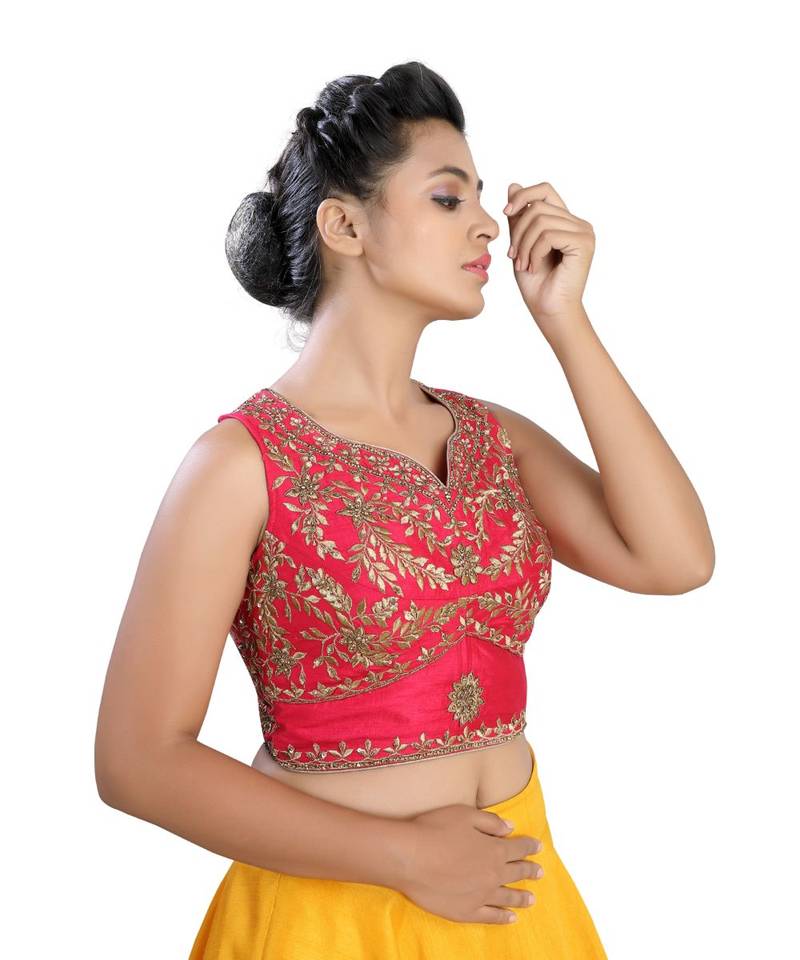 Pink Silk readymade blouse