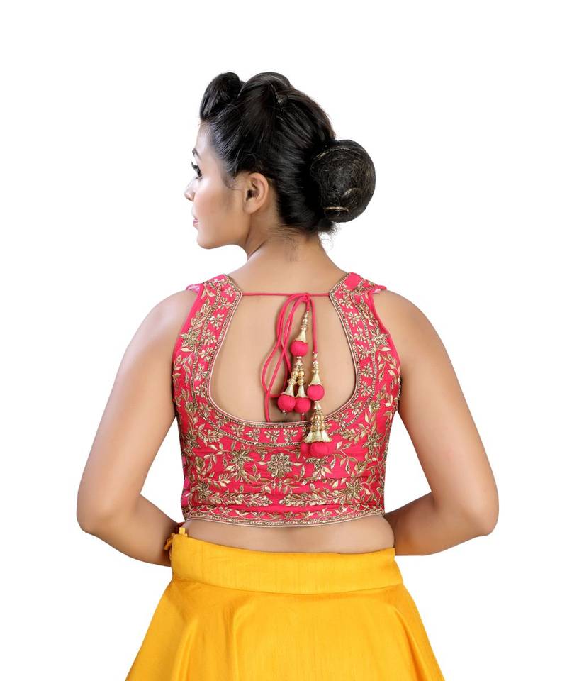 Pink Silk readymade blouse