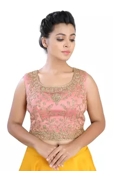 Pink Net readymade blouse