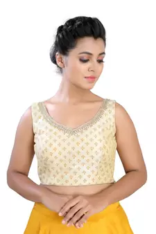 Cream Silk readymade blouse