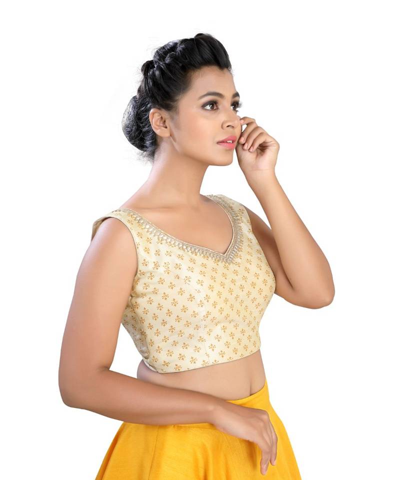 Cream Silk readymade blouse