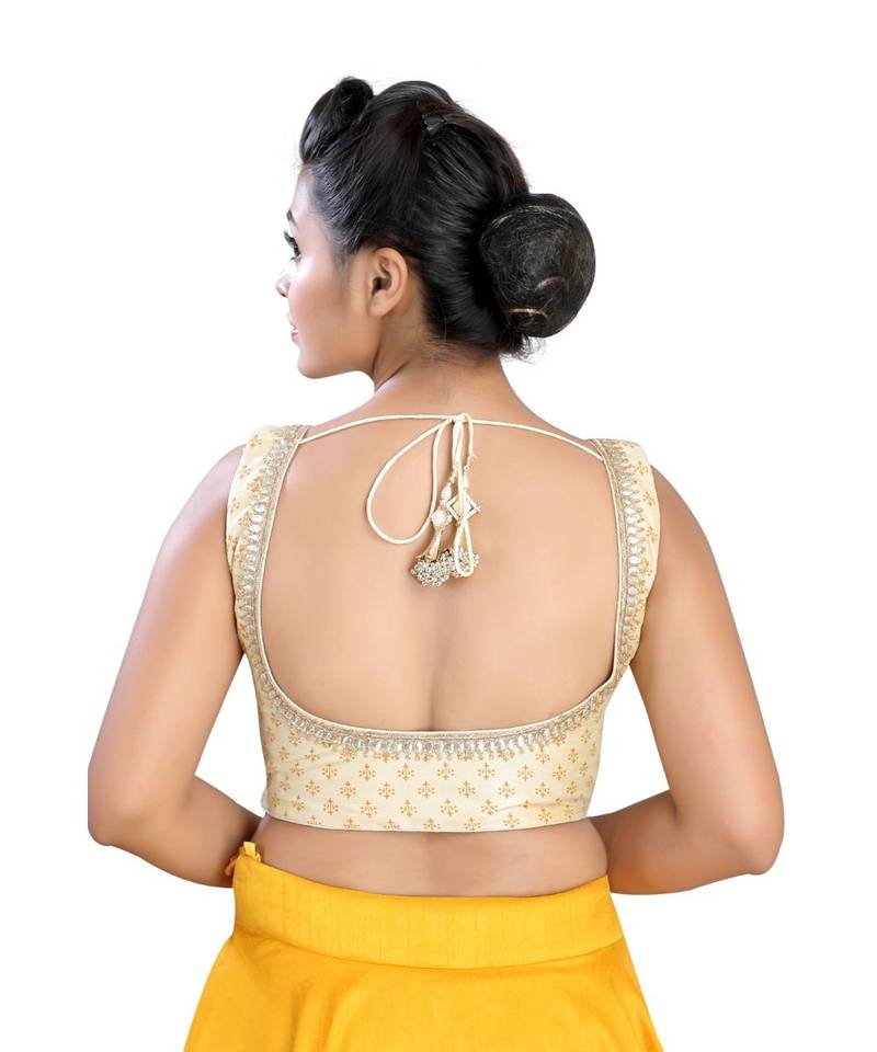 Cream Silk readymade blouse