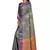Navy blue woven matka silk saree with blouse