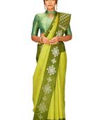 Light green woven art silk saree with blouse