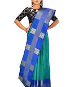 Green woven art silk saree with blouse