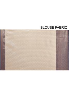 Light beige woven art silk saree with blouse 4