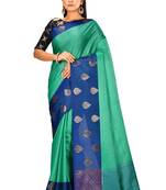Green woven art silk saree with blouse