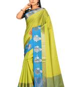 Green woven art silk saree with blouse