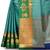 Turquoise woven art silk saree with blouse