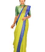 Green woven art silk saree with blouse