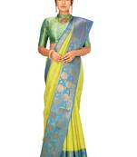 Green woven art silk saree with blouse