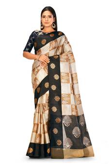 Silver woven art silk saree with blouse