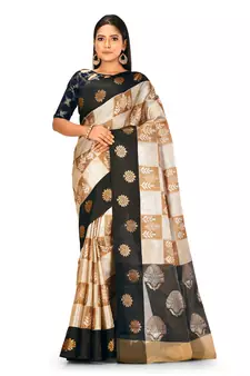 Silver woven art silk saree with blouse