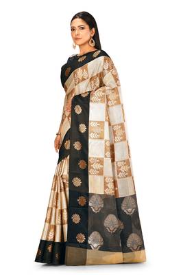 Silver woven art silk saree with blouse 2