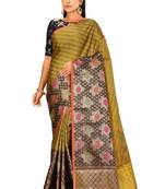 Mustard woven art silk saree with blouse