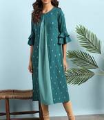 Green printed crepe ethnic kurtis