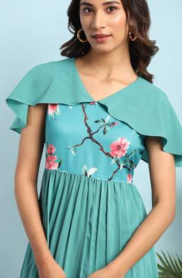 Janasya Green printed crepe ethnic kurtis 5