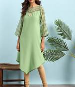 Light green printed crepe ethnic kurtis