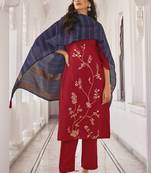 Red embroidered pure viscose salwar
