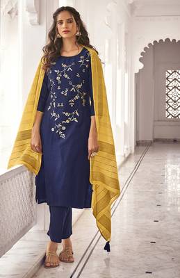 Blue embroidered pure viscose salwar 1