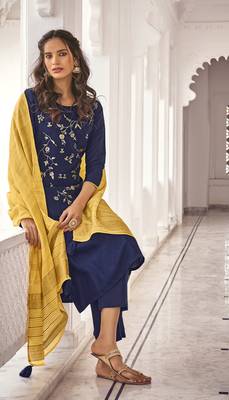 Blue embroidered pure viscose salwar 2