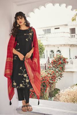 Black embroidered pure viscose salwar 1