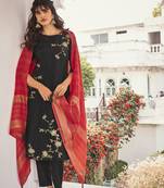 Black embroidered pure viscose salwar
