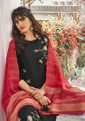 Black embroidered pure viscose salwar 2