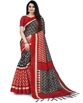 Multicolor Printed Silk Blend Saree With Blouse 2