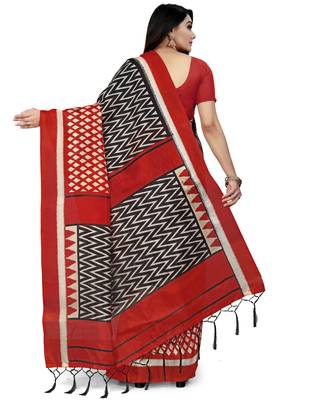 Multicolor Printed Silk Blend Saree With Blouse 3