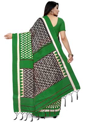 Multicolor Printed Silk Blend Saree With Blouse 5