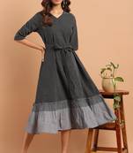 Black woven cotton party wear kurtis