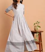 Janasya White woven cotton party wear kurtis