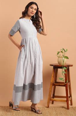 Janasya White woven cotton party wear kurtis 3