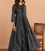 Janasya Black woven cotton salwar