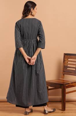 Janasya Black woven cotton salwar 3