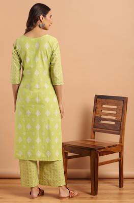 Janasya Green printed cotton salwar 2