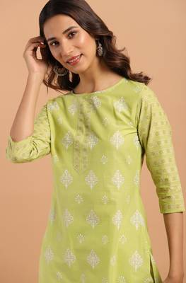 Janasya Green printed cotton salwar 3
