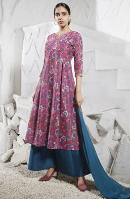 Janasya Pink printed synthetic salwar 1