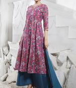 Janasya Pink printed synthetic salwar
