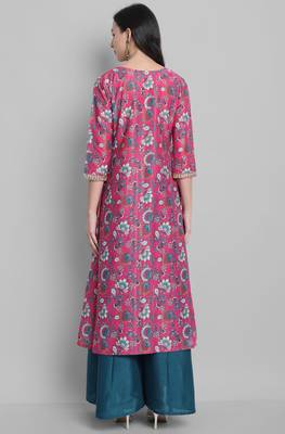 Janasya Pink printed synthetic salwar 3