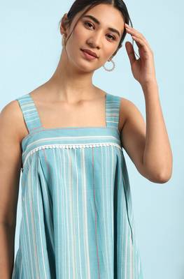 Janasya Green woven blended cotton cotton tops 5