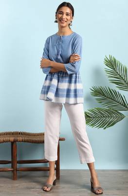 Blue woven cotton cotton tops 2